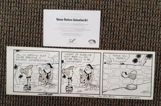 1961 The Flintstones Original Comic Strip Illustration Art Wilma Fred SIGNED