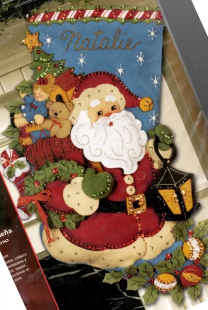 Hágalo usted mismo Bucilla Christmas Joy Santas Entrega Juguetes Fieltro Kit de Medias 86019