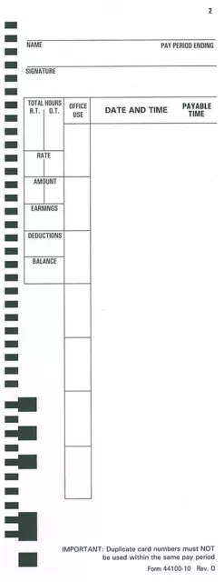 1000 Barcode Time Cards For The Pyramid 4000 & 5000 Time Clock #44100 Compatible