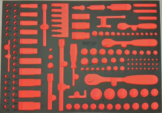 KS TOOLS 1/1 Systemeinlage für Steckschlüssel-179tlg Werkzeugwagen Einlage Leer