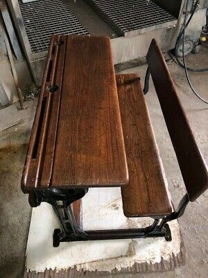 Victorian School desk table with bench seat 2ft x 3ft x 2ft tall 4