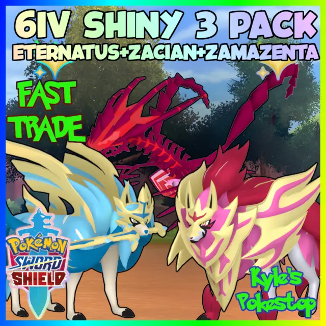 ✨ 6Iv Shiny Zacian + Eternatus + Zamazenta I ✨ Pokemon Sword & Shield Evd 🚀Fast