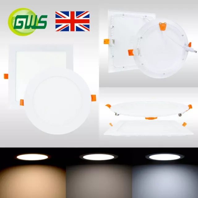 LED Recessed Light Panel Ceiling Down Light Ultra Slim Round & Square Flat Panel