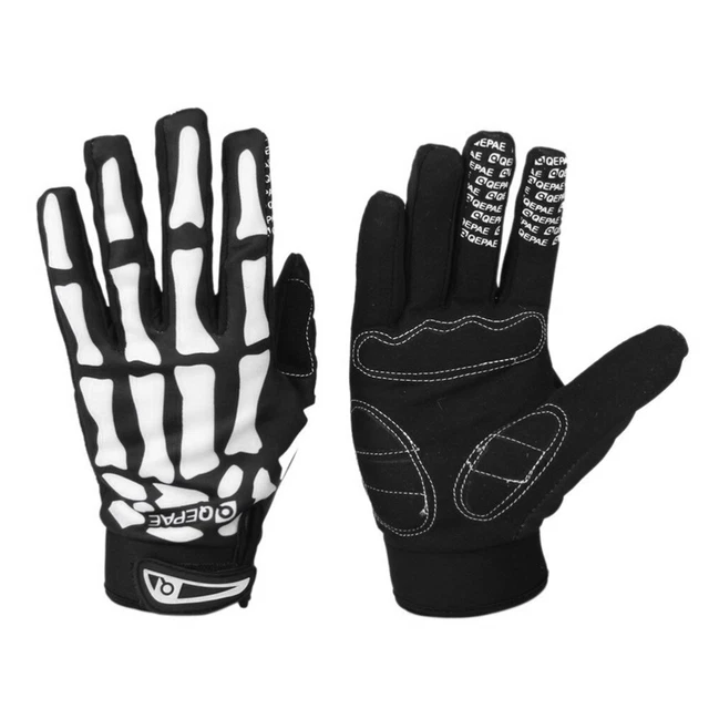 Gants Noirs D'entraînement À Doigts Complets Plein De Crâne Vélo