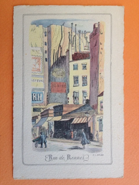 cpa engraving drawing litho 75 - PARIS Rue de RENNES Engraving Drawing F.L. SCRIBE