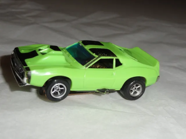 Aurora AFX AMC JAVELIN LIME GREEN NON-MAG MEAN GREEN HO SLOT CAR IN EX CONDITION