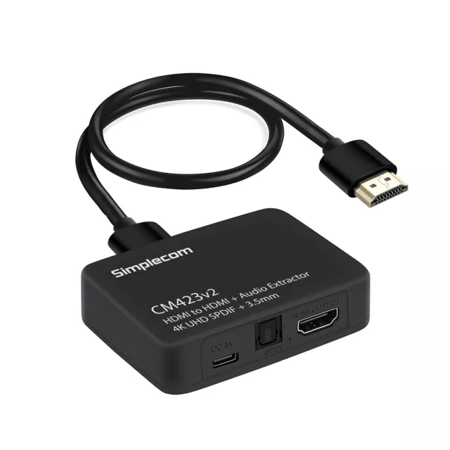 Simplecom Audio Extractor 4K HDMI to HDMI and Optical SPDIF 3.5mm RCA