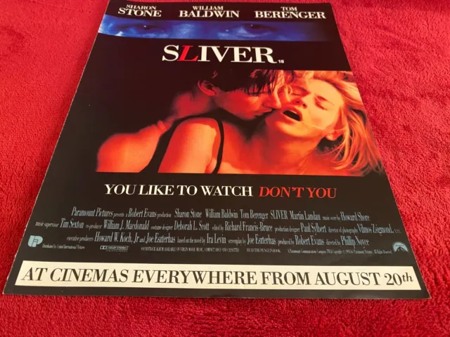 Pad13) Filmwerbung 12X9" Sliver: Sharon Stone, William Baldwin, Tom Berenger