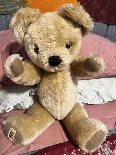 Vintage Merrythought Musical Jointed Bear ..England Golden Fur EUC 50cm
