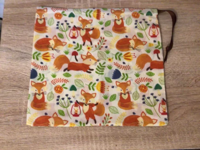 New Cream Fox design drawstring fabric bag/gift/storage teacher resources NQT
