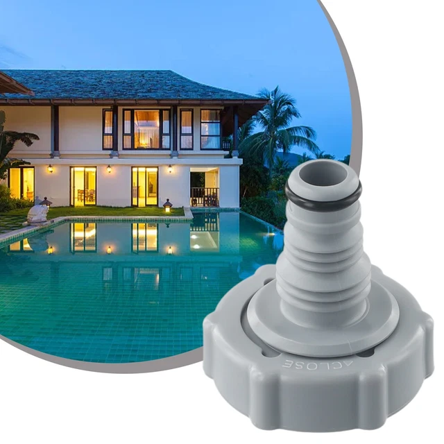 Kit Valvola Di Scarico Con Tappo Di Ricambio Nero Per Piscina - Adattatore Da 32 Mm Con 2 Tappi, Ricambio P6H1419, Plastica E Gomma, Facile Installazione