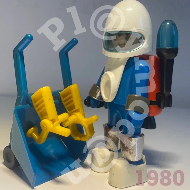 Playmobil Vintage Cosmonaute Jaune - Série Playmospace Années 80 - Références 3509, 3534, Etc. - Occasion Bon état