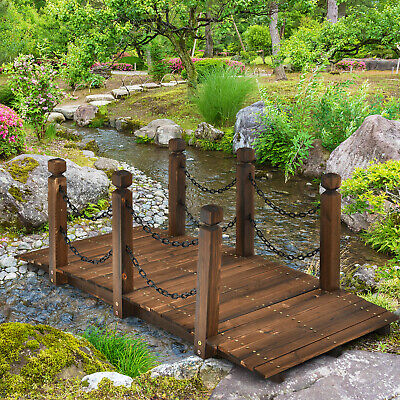 Ponte da giardino decorazione stagno TAU Corrimano Ringhiera LEGNO MASSICCIO 58x58x122cm 