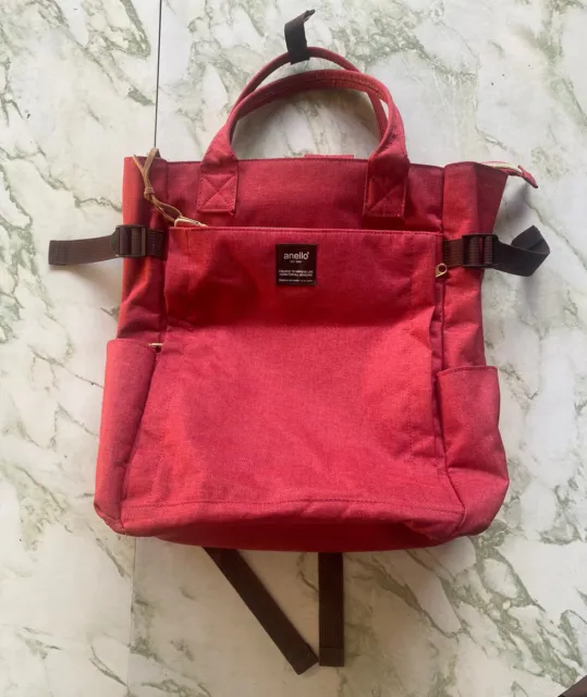 Anello 2-Way Tote Backpack Convertible Large Capacity AT-C1225 Red