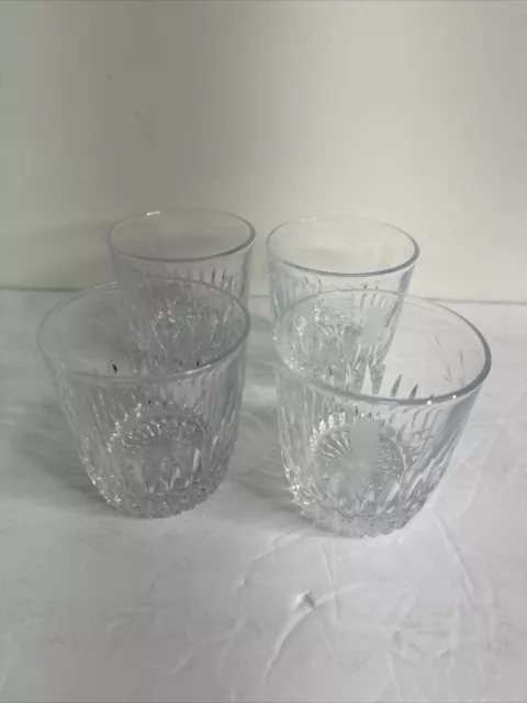 4 - Princess House Heritage 10 Oz Old Fashioned 3.5" Floral Etched Cut Glasses