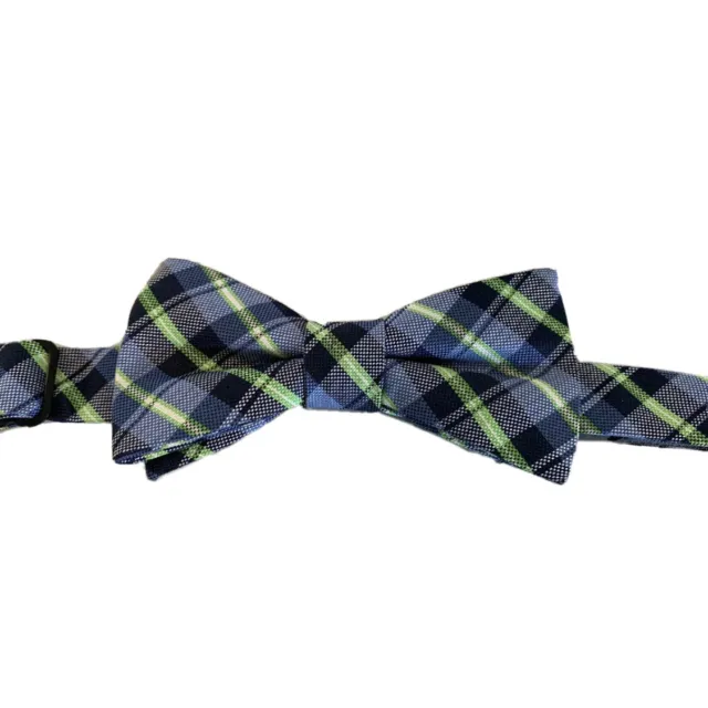 Chaps Blue Green Woven Plaid Adjustable Pretied Bowtie Bow Tie boys Med kid 4-20