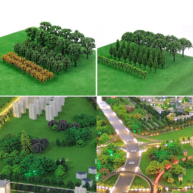 20 Alberi Modello In Miniatura 11 Cm Per Diorami, Paesaggi Ferroviari, Giardini E Architettura – Plastica E Resina Verdi