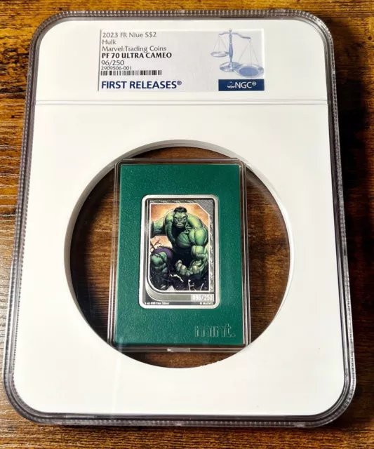 Monedas de comercio Marvel 2023 Nueva Zelanda como nuevas Hulk 96/250 *low pop* fr ngc pf70 súper RARAS