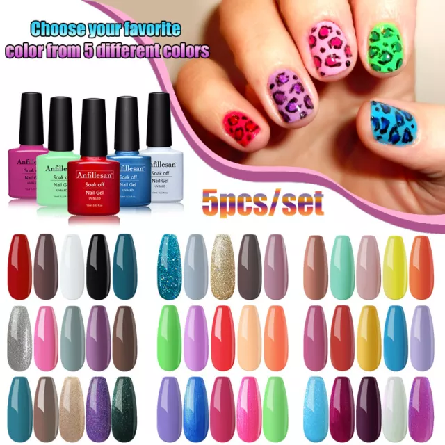 Anfillesan 10ML Gel Nail Set Art Color Nails Lacquer Varnish Salon Gel Top Coat