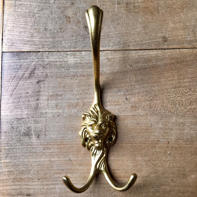 Lion Brass Triple Coat Hook French LARGE