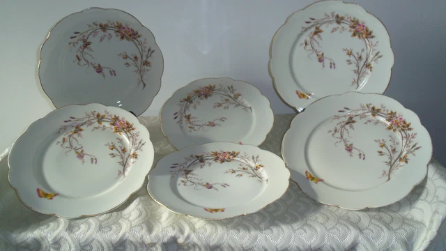 6 assiettes plates en porcelaine
