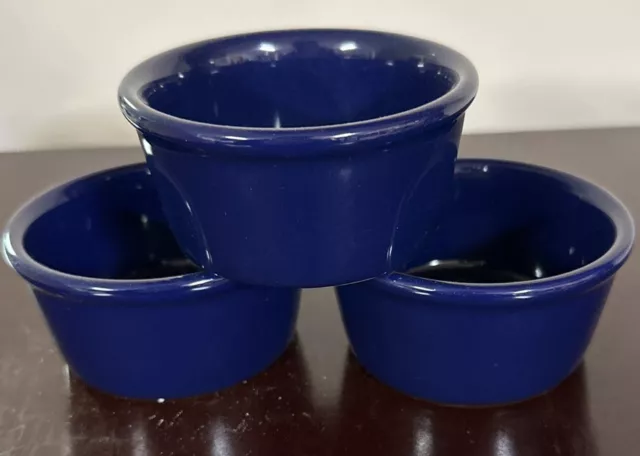 Chantal Cobalt Blue Baking Ramekins Custard Cups - 3” Set of Three