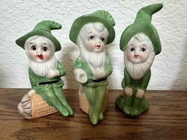 Vintage Kitsch St Patrick Leprechaun/Elf/Irish Gnome Ceramic Figurines Lot