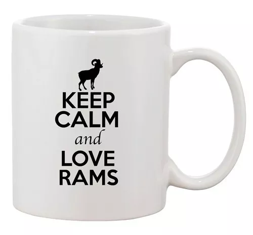 Keep Calm And Love Rams Goat Sheep Animal Lover Funny Ceramic White Coffee Mug