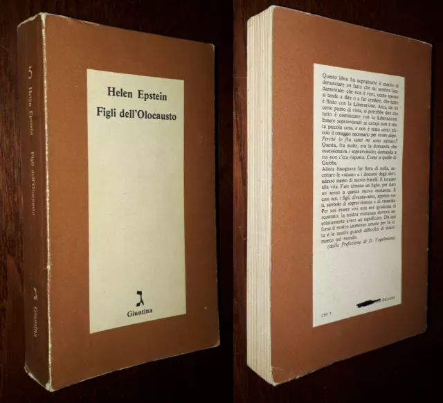 Figli dell'Olocausto, Helen Hepstein, 1°Ed. Giuntina 1982.