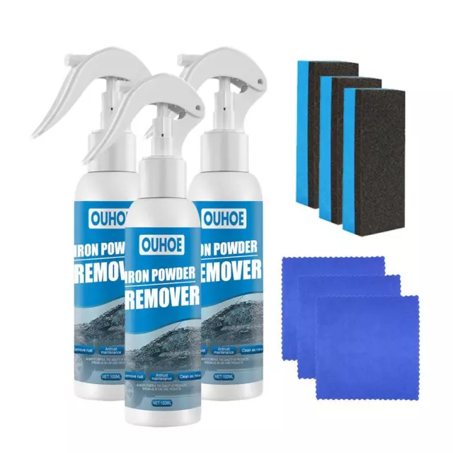 3x Spray de eliminación de óxido para automóvil OUHOE, aerosol removedor de hierro para automóvil, removedor de polvo de hierro para automóvil