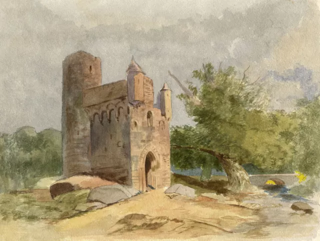 M. Capel Cure, Continental Castle Ruin – late 19th-century watercolour painting
