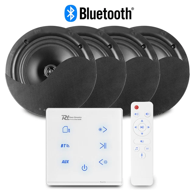 BLUETOOTH CEILING SPEAKER Set 4x NCSS8B 8" and A100W Home Audio Music