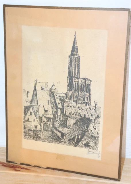 Tableau Pyrogravure Sur Bois & Encre De Chine - Style Naïf Japonisant, Signé, Années 1950