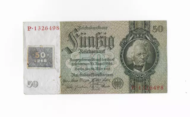 50,- Reichsmark 1933, Kupon SBZ Sowj. Besatzungszone DDR Kuponausgabe 1948