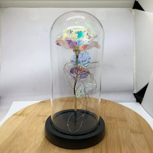 Valentine's Day Gifts for Her, Purple Rose in Glass Dome, Light up Forever Rose