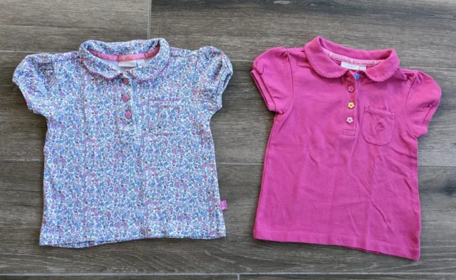 JoJo Maman Bebe Girls Polo T-shirts (x 2) Size 2-3 Years