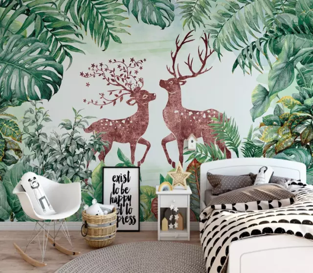 3D Forest Elk Wallpaper Wall Mural Removable Self-adhesive 377