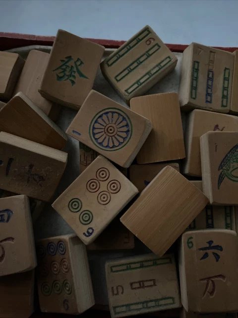 Ancien Jeu De Mahjong Chinois - Pièces En Bois - Vintage