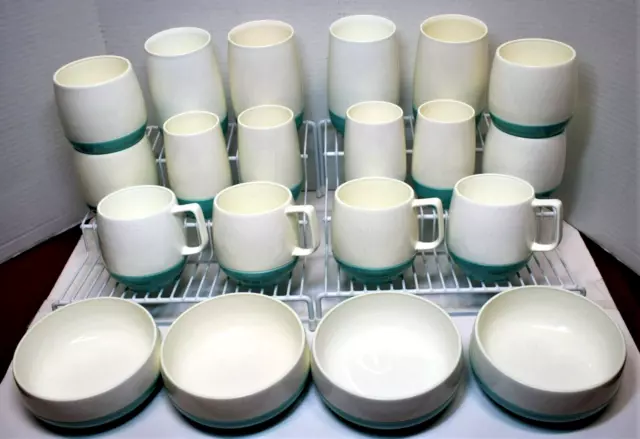 Vintage Bopp-Decker Vacron 20 pc Plastic Dishware Set Turquoise Blue & White Vintage Bopp-Decker Vacron 20 pc Plastic Dishware Set Turquoise Blue & White