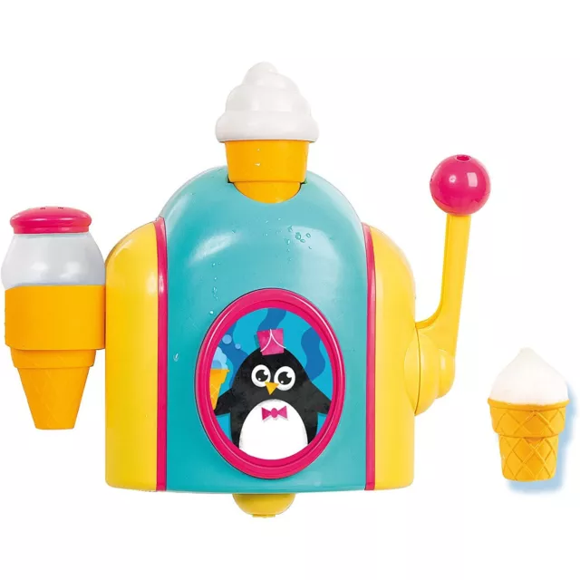 TOMY Baby Bath Toy Foam Cone Factory Ice Cream Themed Bubble Maker Kids Bath Toy