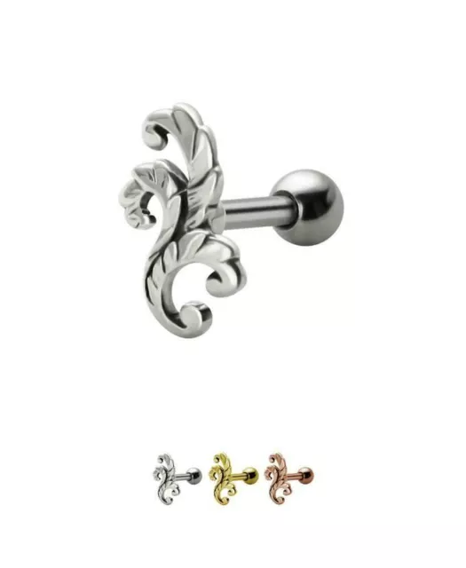 316L Surgical Steel Ear Cartilage Helix Tragus Ring Stud Jewelry Vine 16G