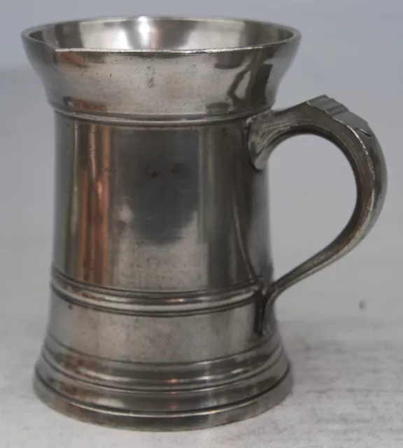 Superb Antique Pewter Pint Frother Tankard Mug Measure Birmingham C19Th