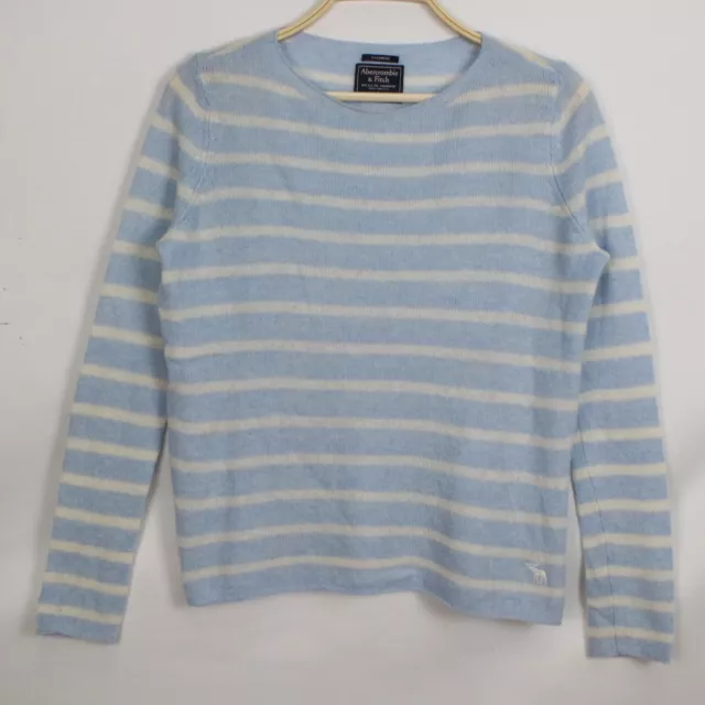 Maglione Abercrombie & Fitch in puro cashmere colore blu a righe taglia S