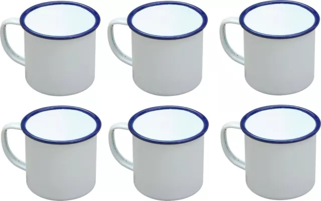 6 x tasse en émail traditionnel Nimbus Falcon - blanc - 8 cm x 284 ml - GRATUIT P&P