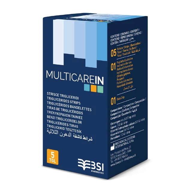 Multicare-In Triglicéridos Electrodo Tiras Reactivas (5 Paquete)