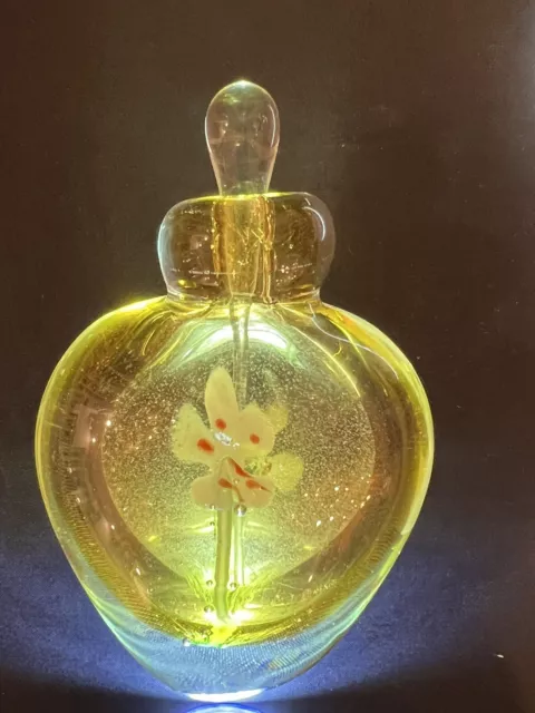 Vintage Murano Art Glass Floral Perfume Bottle with Dauber