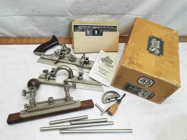 Nice Antique Stanley 45 Combination Plow Plane Wood Tool Sweetheart +Cutters Box