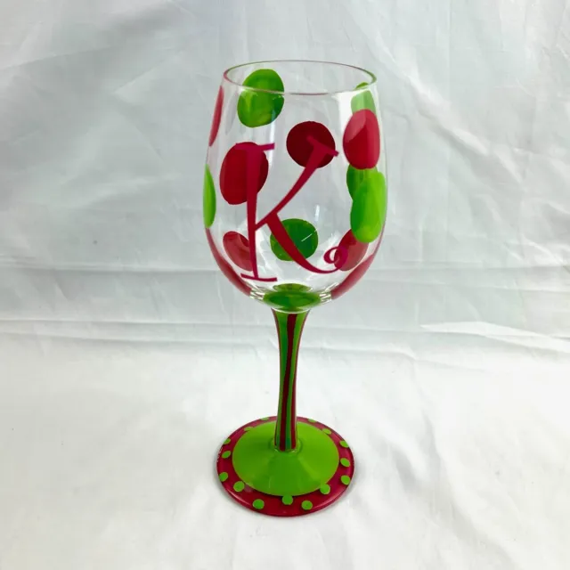 Hand Painted “K” Wine Glass Monogrammed