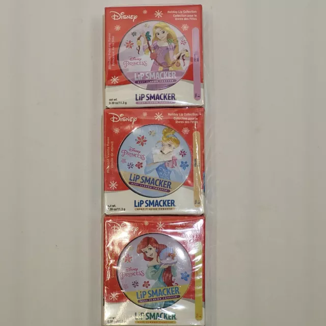 3 pack Disney Princess Lip Smackers Holiday Lip Collection