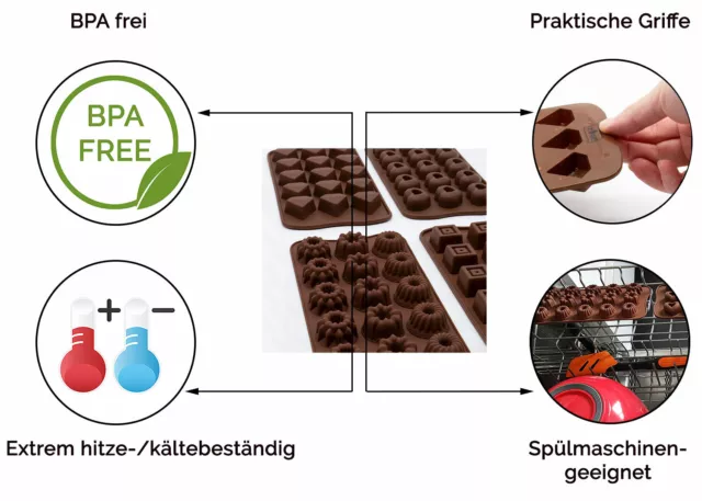 6-tlg. Pralinenform aus Silikon Schokoladenform verschiedene Formen 2